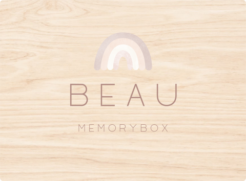 Memorybox baby met roze regenboog en naam