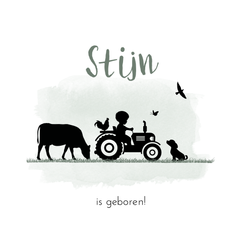 Lieve raamsticker met watercolour en silhouetjes van boerderij dieren