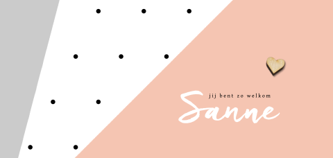 Geometrisch geboortekaartje met bij te bestellen houten hartje