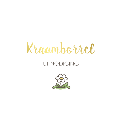 Kraamfeest uitnodiging vrolijk met illustratie bloem