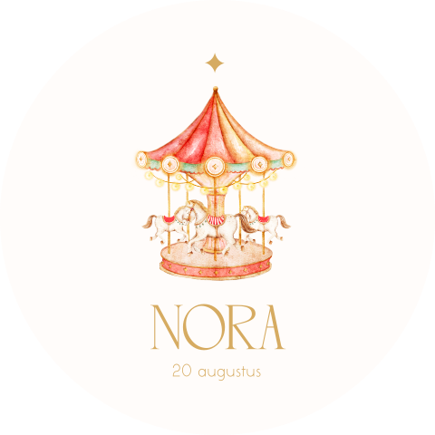 Raamsticker rond met roze carrousel 