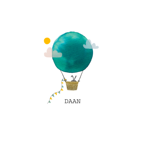 Illustratief geboortekaartje met luchtballon