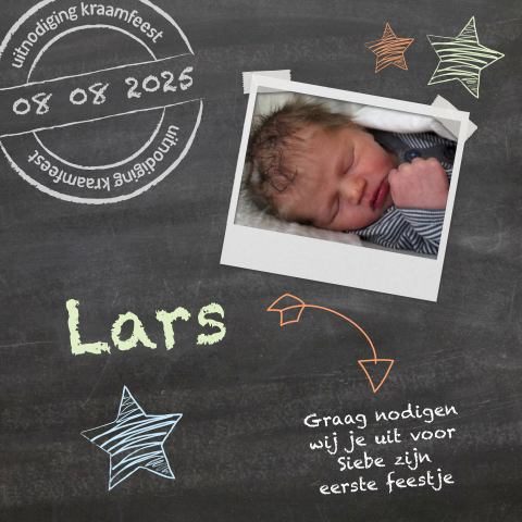 Lieve uitnodiging voor een babyborre met eigen foto