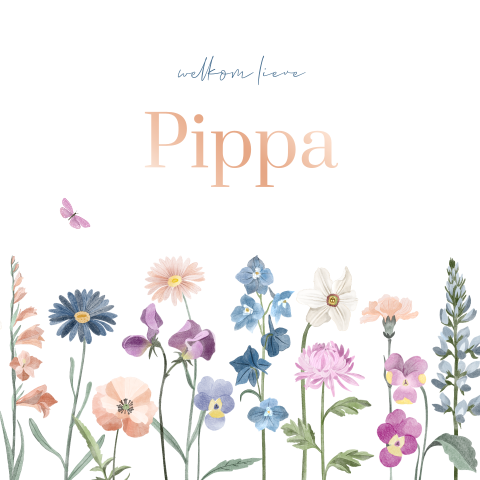 Geboortekaartje lente voor meisje met watercolour bloemen