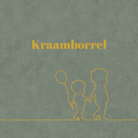 Kraamborrel uitnodiging groen met silhouetjes