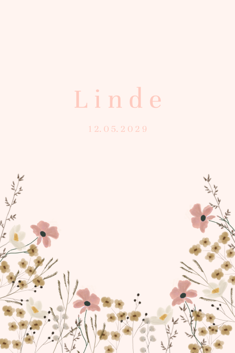 Lief geboortekaartje met watercolour bloemen voor een meisje