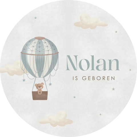Raamsticker met een beertje in een gestreepte luchtballon