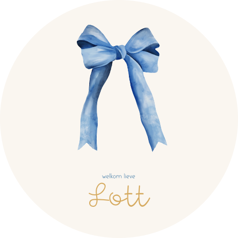 Unieke raamsticker met blauwe watercolour strik