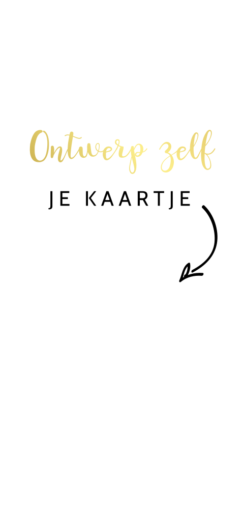 Zelf maken dubbelzijdig goudfolie geboortekaartje langwerpig