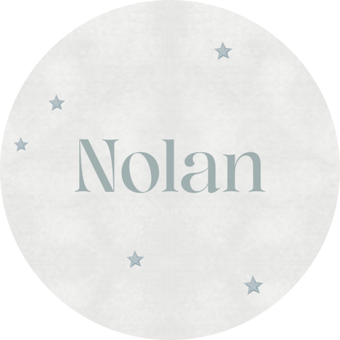 Naamsticker met wolkenlucht en blauwe sterretjes