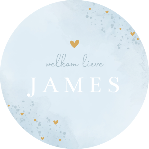 Raamsticker rond met lichtblauwe watercolour en spetters