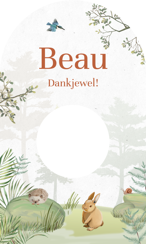 Lief doopsuiker boogkaartje met bosdieren