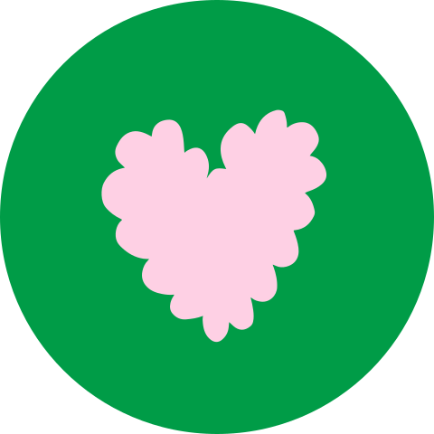 Sluitsticker groen met roze hartje