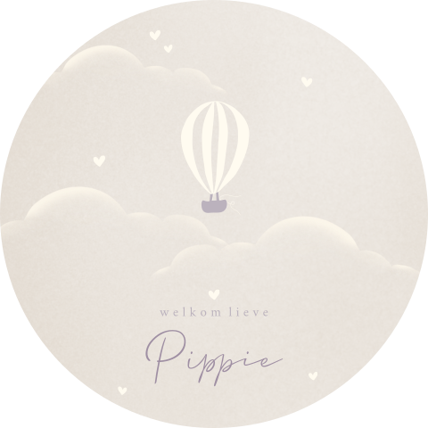 Raamsticker met luchtballon, wolken en hartjes