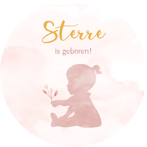 Tuinbord roze watercolour met silhouet van meisje