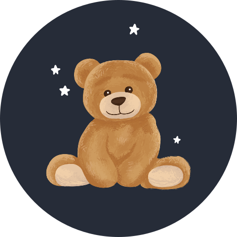 Sluitsticker donkerblauw met teddybeer