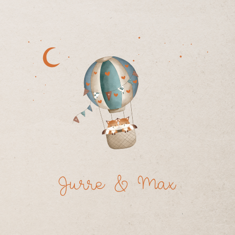 Canvas met vosjes in luchtballon en namen