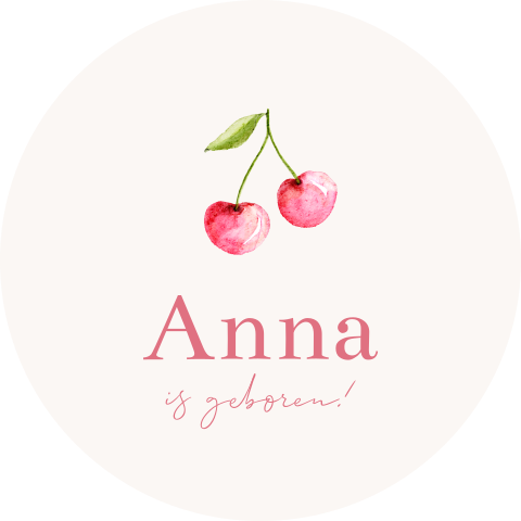 Raamsticker rond met illustratie kers