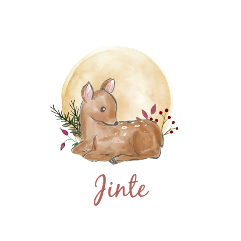 Getekend geboortekaartje met hertje voor een meisje