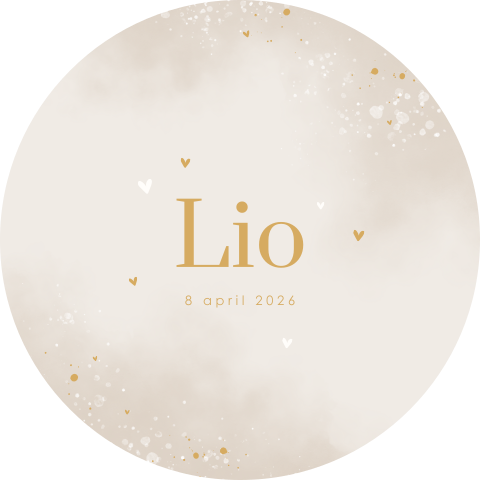 Raamsticker rond beige met watercolour en hartjes