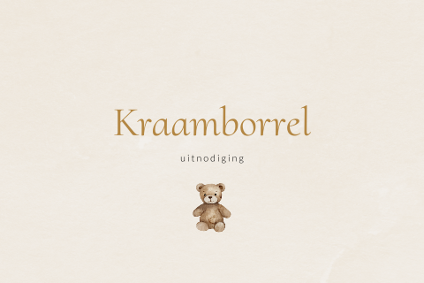 Kraamborrel uitnodiging met lief beertje