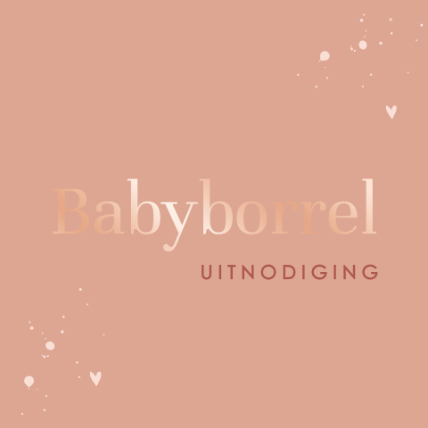 kraamborrelkaart roze peach roségoudfolie