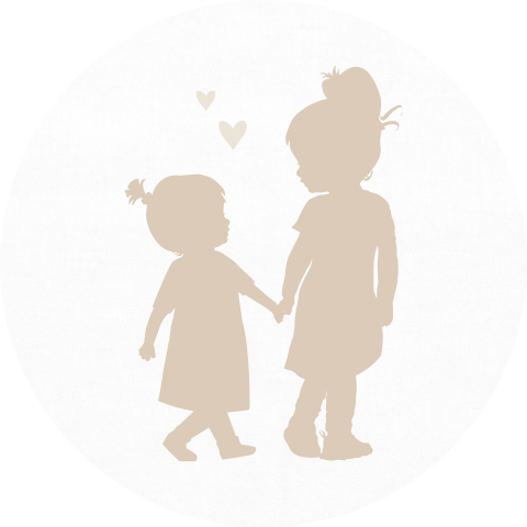 Sluitsticker beige silhouetjes zusjes