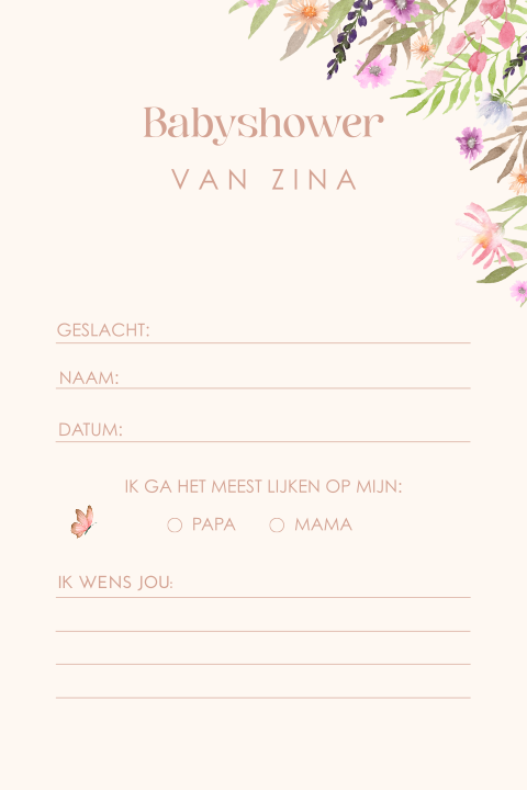 Invulkaart met bloemen