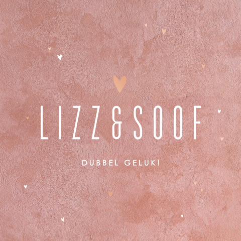 Geboortekaartje voor tweeling meisjes met velvet-look en roségoudfolie