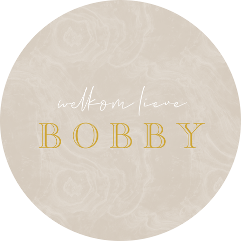 Beige raamsticker met stoere tekst op marmerlook