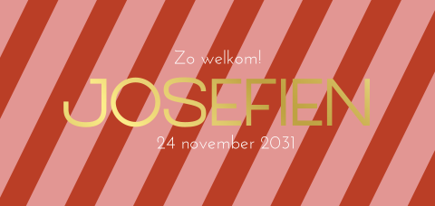 Trendy gestreept geboortekaartje met color blocking strepen