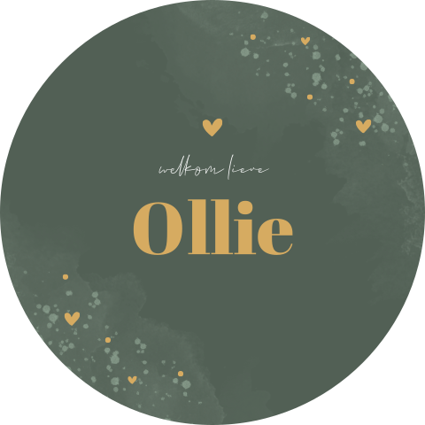 Ronde raamsticker groen met goudkleurige hartjes