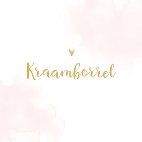 Roze watercolour kraamborrel uitnodiging