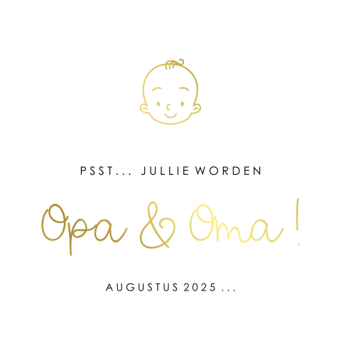 Zwangerschapsaankondiging goudfolie kaart voor opa en oma