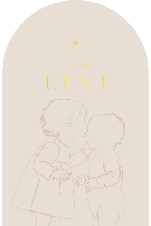 Beige geboortekaartje met lijntekening broertje