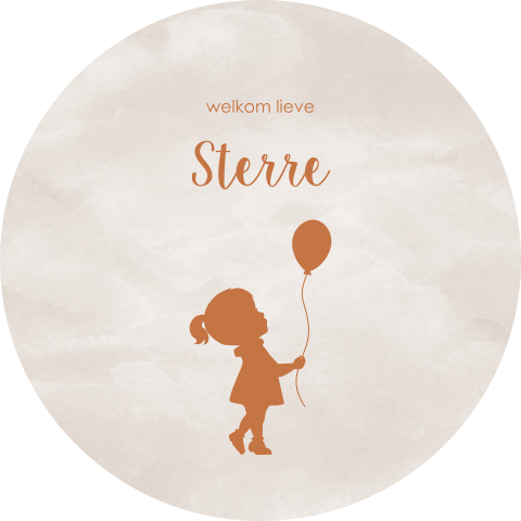Raamsticker rond met silhouetje meisje en watercolour