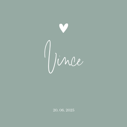 Lief minimalistisch geboortekaartje met hartje voor een jongen