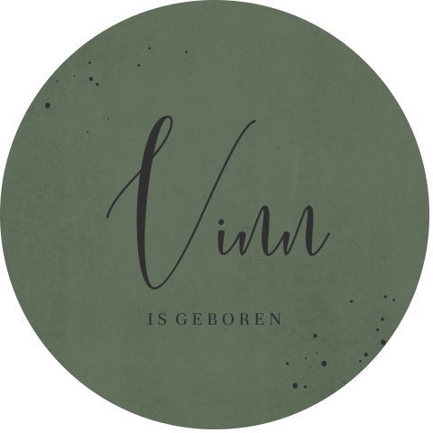 Raamsticker rond met stoere groene achtergrond en zwarte letters