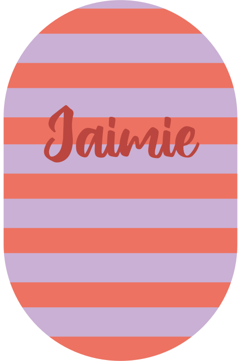 Trendy geboortekaartje met lila en rode color blocking