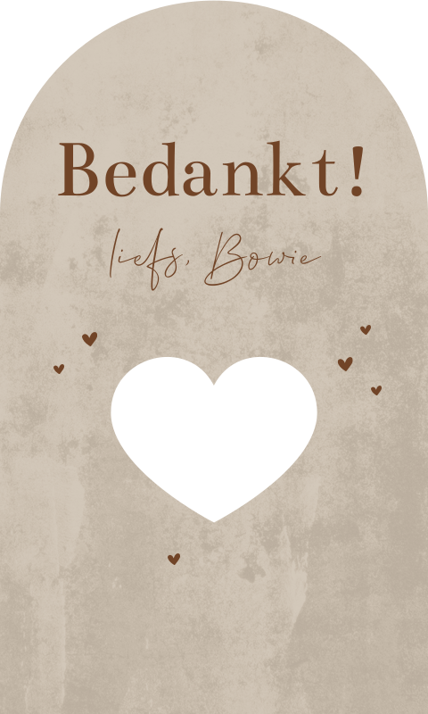 Doopsuiker boogkaartje met velvet-look en hartjes