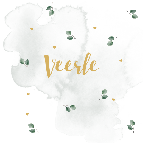 Natuurlijk geboortekaartje voor meisje met takjes en waterverf