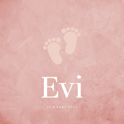 Lief babykaartje met voetafdrukjes en velvet-look voor een meisje