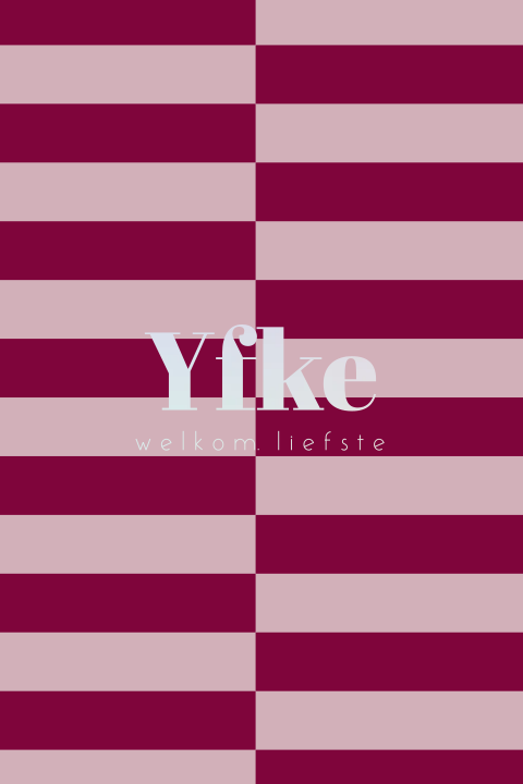 Geboortekaartje meisje met roze en rood streepjespatroon