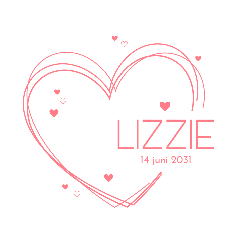 Schattig geboortekaartje voor een meisje met roze hartjes