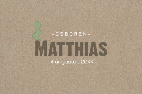 Echt kraftpapier geboortekaartje met silhouet van jongen