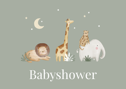 Placemat groen met jungledieren en sterrenhemel