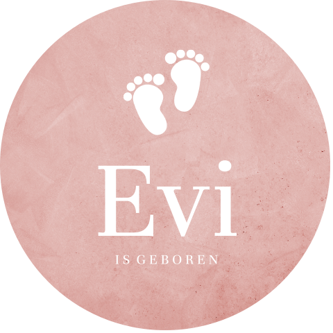 Raamsticker rond met roze velvet-look en voetjes