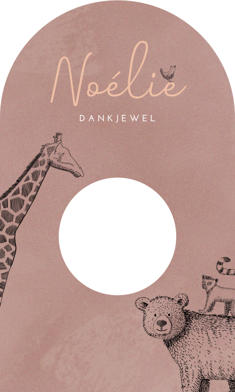 Doopsuiker boogkaartje paars met getekende dieren