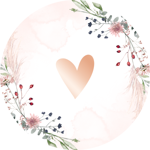 Sluitsticker met bloemen op roze aquarel