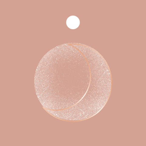 Label vierkant roze met maantje en roségoudfolie